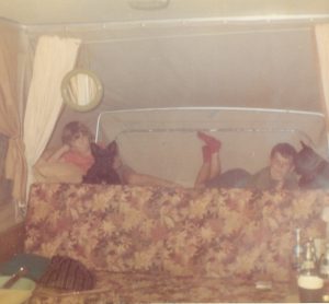 Lassie (on the left) with Allison and I in the Tent